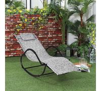 Outsunny Rocking Sun Lounger, Garden Rocking Chair Zero Gravity Lounge Chair, Outdoor Patio Recliner with Padded Pillow and Steel Frame, Grey Grey