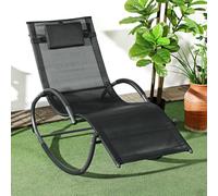 OUTSUNNY Patio Rocking Lounge Chair Zero Gravity Chaise w/ Padded Pillow in Jet Black Outsunny Jet Black
