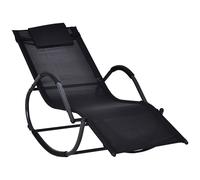 Outsunny Patio Rocking Lounge Chair Zero Gravity Chaise w/ Pillow