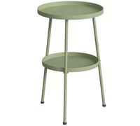 Outsunny Patio Side Table, 2-Tier Round Coffee End Table for Garden Balcony Living Room Bedroom, Light Green