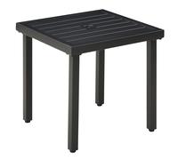 Outsunny Patio Side Table with Umbrella Hole, Durable Steel Frame, Ideal for Balcony and Garden, Black, 50x50cm Aosom UK