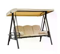 Outsunny Patio Swing Chair, Waterproof Steel 3 Seater Hammock with Canopy and Cushions, Outdoor Bench, Beige Aosom UK