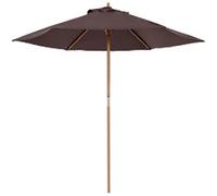 Outsunny 2.5M Wooden Garden Parasol Sun Shade Outdoor Umbrella Canopy Coffee, Brown