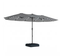 Outsunny Patio Umbrella Double-Sided Outdoor Umbrella with Solar Lights Base, Grey