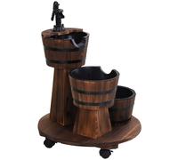 Outsunny Patio Wooden Water Fountain 3 Barrels Set with Pump for garden