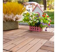 Outsunny 27Pc Floor Tiles Interlocking Solid Wood Diy Deck Tiles Outdoor Brown