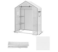 Outsunny Pe Greenhouse Cover Replacement With Door And Mesh Windows In White White