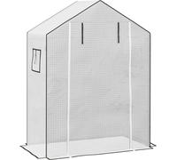 Outsunny PE Greenhouse Cover Replacement with Door and Mesh Windows, White