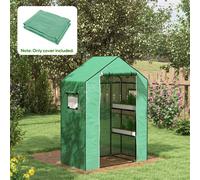 OUTSUNNY PE Greenhouse Cover Replacement with Door & Mesh Windows in Green Outsunny Green