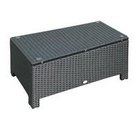 Outsunny PE Rattan Coffee Table, Rectangular Outdoor Coffee Table with Tempered Glass Top, 70 KG Capacity for Garden, Balcony, Terrace, Patio, Black Black