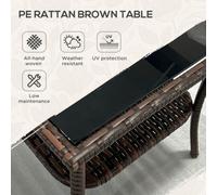 Outsunny PE Rattan Coffee Table, Two-tier Side Table with Glass Top, Brown