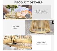 Outsunny PE Rattan End Table, Round Hollow Drum Design Side Table, Natural