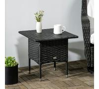 Outsunny PE Rattan Outdoor Coffee Table, Easy Match Rattan Side Table, Black - 50cmx50cmx47cm - Galvanised Steel, PE Rattan