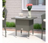 Outsunny PE Rattan Outdoor Coffee Table, Easy Match Rattan Side Table, Grey