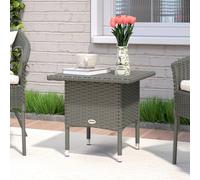 Outsunny Pe Rattan Outdoor Coffee Table, Easy Match Rattan Side Table, Grey Grey