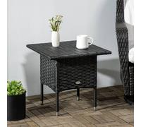 Outsunny PE Rattan Outdoor Coffee Table, Easy Match Rattan Side Table, Black