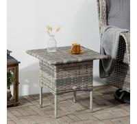 Outsunny PE Rattan Outdoor Coffee Table – Hand-woven, Plastic Board Top – Mixed Grey