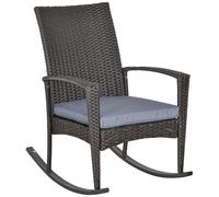 Outsunny PE Rattan Outdoor Garden Rocking Chair w/ Cushion Grey