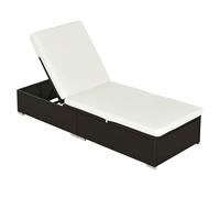 Outsunny PE Rattan Sun Lounger, Five-level Adjustable Recliner Bed Chair with Soft Padded Cushion for Patio, Garden, Mixed Brown Brown