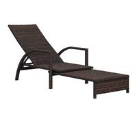 Outsunny PE Rattan Sun Lounger, Garden Lounger with 4-Level Adjustable Backrest, Outdoor Sunbed with Retractable Footrest for Balcony, Beach, Patio, Mixed-brown Brown