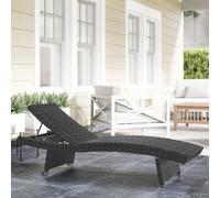 OUTSUNNY PE Rattan Sun Lounger with 4-Level Adjustable Backrest in Black Outsunny Black