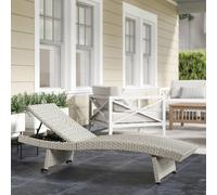 Outsunny PE Rattan Sun Lounger with 4-Level Adjustable Backrest, Grey