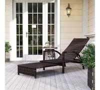 OUTSUNNY PE Rattan Sun Lounger with 4-Level Adjustable Backrest, Mixed-brown in Brown Outsunny Brown