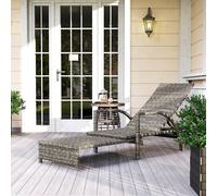 Outsunny PE Rattan Sun Lounger with 4-Level Adjustable Backrest - Grey | TJ Hughes