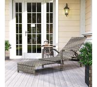 OUTSUNNY PE Rattan Sun Lounger with 4-Level Adjustable Backrest, Mixed-grey in Grey Outsunny Grey