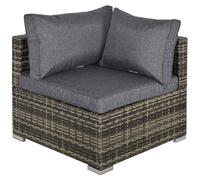 Outsunny Pe Rattan Wicker Corner Sofa Garden Furniture Single Sofa Chair With Cushions Deep Grey