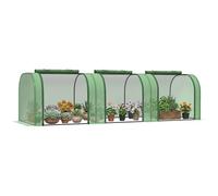 Outsunny Tunnel Greenhouse Steel Frame For Garden W/ Zipper Doors