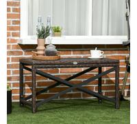 Outsunny Pe Wicker Outdoor Coffee Table W/ Full Woven Rattan Table Top In Brown Brown
