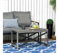 Outsunny PE Wicker Outdoor Coffee Table, Rattan Side Table w/ Plastic Board