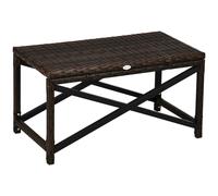 Outsunny Pe Wicker Outdoor Coffee Table W/ Full Woven Rattan Table Top In Brown Brown