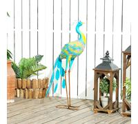 Outsunny Peacock Garden Statue, Metal Garden Gift with Stakes, Multi-Colour
