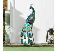 Outsunny Peacock Garden Statues Sculptures For Decorations And Gifts, Steel