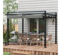 Outsunny 3 x 3(m) Pergola with Retractable Roof and Aluminium Frame, Grey