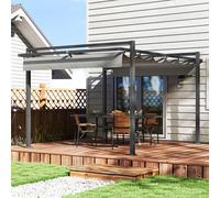 OUTSUNNY Pergola with Retractable Roof & Aluminium Frame, Grey Outsunny Grey