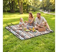 OUTSUNNY Picnic Blanket, 200x200CM Beach Blanket Outdoor Picnic Mat | Size: 2m x 2m Outsunny Multicolor 2m x 2m