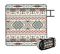 Outsunny Picnic Blanket, 200x200CM Large Beach Blanket Outdoor Picnic Mat, Beach Mat with Integrated Strap for Camping, Beach, Family Picnic, Mix-Colour