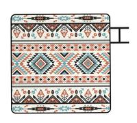 Outsunny Picnic Blanket, 200x200CM Large Beach Blanket Outdoor Picnic Mat with Integrated Strap for Camping, Mix-Colour