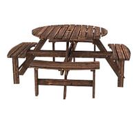 OutSunny Picnic Table Fir Wood Brown Outdoor