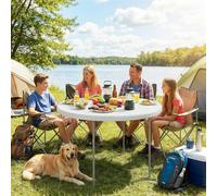 Outsunny Picnic Table Folding Heavy Duty 120x120 cm, White - 1 - 120 x 120 x 74 cm - 120