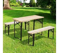 Outsunny Picnic Wooden Table And Bench Set Portable Folding Camping Trestle