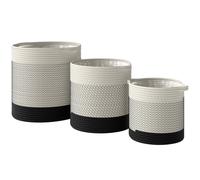 Outsunny Plant Pots Handwoven Cotton Indoor Planters with Waterproof Liner Set of 3 White