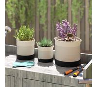 Outsunny Plant Pots Handwoven Cotton Set of 3 White