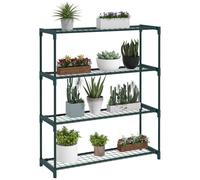 Outsunny Modern Plant Stand, 4-Tier Planter Holder with Steel Frame, Outdoor Flower Display Rack for Potted Plants Garden Balcony Décor, Dark Green