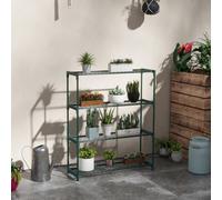 Outsunny Plant Stand, 4-Tier Planter Holder Flower Display Rack, Dark Green, Green