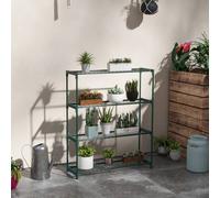 Outsunny Plant Stand, 4-Tier Planter Holder Flower Display Rack, Dark Green Green