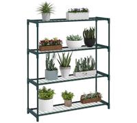 Outsunny Modern Plant Stand, 4-Tier Planter Holder with Steel Frame, Outdoor Flower Display Rack for Potted Plants Garden Balcony Décor, Dark Green